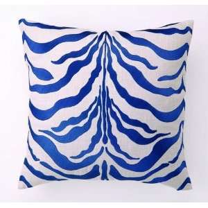  Navy Zebra Embroidered Pillow