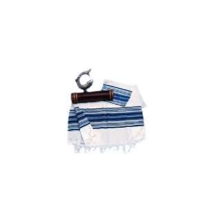  Noi Cloth and Wool Tallit with Multicolored Stripes and 