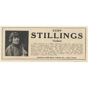  1923 Violinist Kemp Stillings Photo Booking Print Ad 