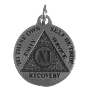 Alcoholics Anonymous Mini Medallion, 11 Year (XI), 13/16 Wide 1 1/16 