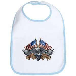  Baby Bib Sky Blue Eagle American Flag and Motorcycle 