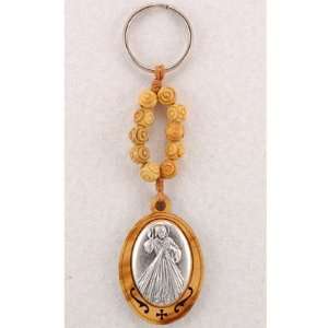  ROSARY RING KEYCHAIN KEYRING DIVINE MERCY ONE DECADE OLIVE 