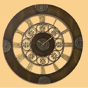  Wood and Iron Round Wall Clock LP43068