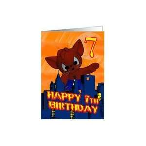  7th Birthday Spider Cat, seven Birthday Card Card Toys 