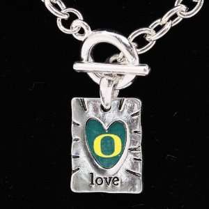  NCAA Oregon Ducks Team Color Love Necklace Sports 