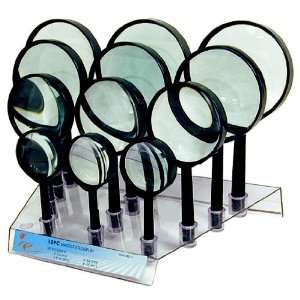 12pc Magnify Glass Magnifier Display 10x 5x 3x Loupes Retailers Set 