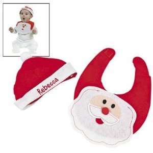 Personalized Santa Baby Bib & Hat Set   Costumes & Accessories 
