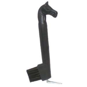  Hoof Pick w/ Horsehead and Brush Black   Black   7 1/2 