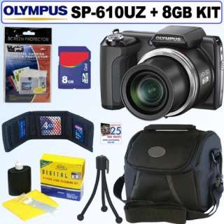  Olympus SP 610UZ 14MP Digital Camera (Black) + 8GB 
