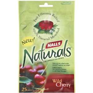 Halls Naturals Drops, Wild Cherry, 25 Count Drops (Pack of 12)  