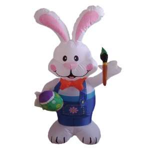  4 Foot Party Inflatable Bunny Holding Paintbrush   Yard 