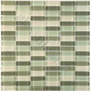   Clear Uniform Brick Green Crystile Blends Glossy Glass Tile   14909