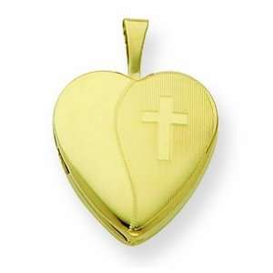   Gold Plated Sterling Silver 16mm Textured Cross Locket Jewelry