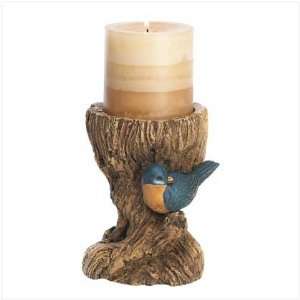  RUSTIC BLUEBIRD CANDLEHOLDER