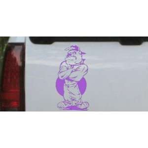 Purple 18in X 9.3in    Bad Bull Dog Standing up Sports Car Window Wall 
