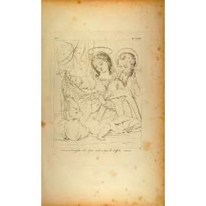 1845 Engraving Raphael Holy Family Mary Jesus Joseph   Original Copper 