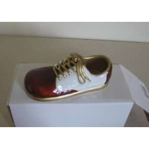 Brown/white Ashleigh Manor Enameled Bobby Shoe Box   Trimmed with Gold 