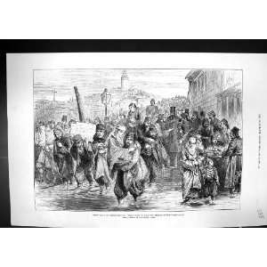  1877 Heavy Rain Constantinople People Travelling Reading 