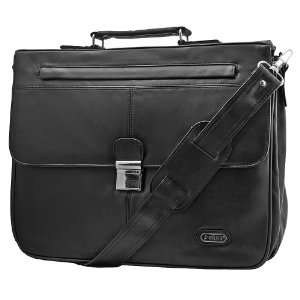  Black Leather Mans Business Laptop Briefcase Messenger 