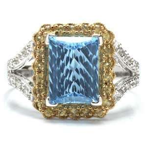   Gold, Blue Topaz, Yellow Sapphire & Diamond Ring (3.37 ctw) Jewelry