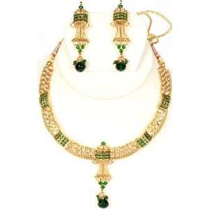   Necklace and Earrings Set with Cut Glass   Copper Alloy with Cut Glass
