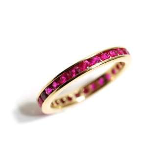  Ruby Channel Set 18k Yellow Gold Eternity Ring Size 6 Ctw 