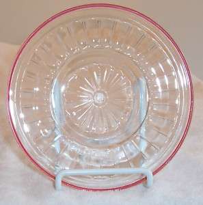 New Century Crystal W/ Red Rim 6Sherbet Plate  