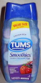 Tums Antacid /Calcium Supplement Smoothies 280 Tabs  