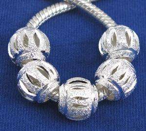   Carved Hollow Delicate Stardust Beads Fit Charm Bracelet f#829  