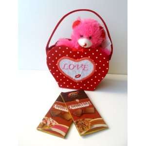 LOVE Heart Shaped Fabric Gift Bag with 2 Cold Stone Creamery Filled 