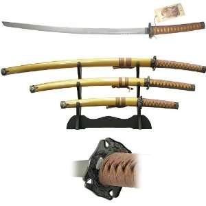  Gold Samurai 3 pc Sword Set