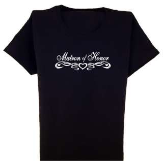 matron of honor print on black t