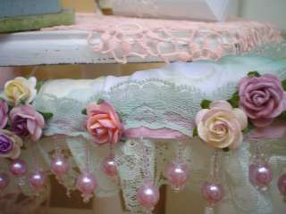 Victorian Chic GarMeNt HaNgeR*Lace~Bead~HM Satin Roses  