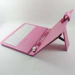 inches Leather Case with Keyboard for USB Tablet pink  