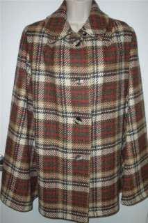   plaid Glengary Scottish cape dress Scotland wool 60s 70s L XL  
