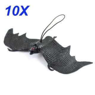 10 X Halloween Silicone Bat Decoration Black Funny Toy  