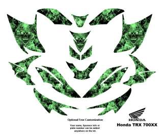 Honda TRX 700XX Graphic Decal Kit Green Zombie Skull  