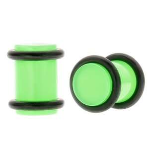    4 Gauge (5mm)   Green Vibrant Neon UV Reactive Plugs Jewelry