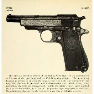  1948 Print .32 ACP Star Officers Handgun Automatic Colt 