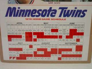 1978 Minnesota Twins Poster Schedule Carew Goltz (SKU 984)  