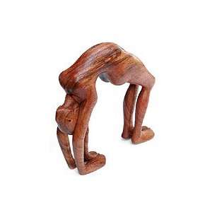    NOVICA Wood statuette, Lithe Yoga Backbend