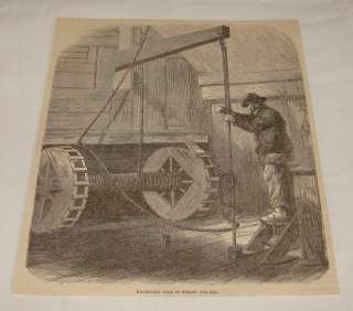 1876 engraving ~ MACHINERY USED IN BORING FOR OIL  