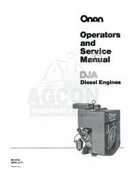 ONAN DJA A T Diesel Engine Service Shop Manual 967 0755  