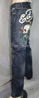 Ed Hardy Mens Skull Snake embroidered Jeans AUTHENTIC  