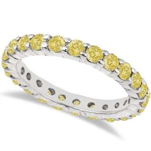  Fancy Yellow Canary Diamond Eternity Ring Band 14k White 