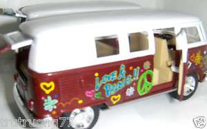 New 1962 Volkswagen Kombi Bus 1.32 Diecast VW 5.25 Love & Peace 
