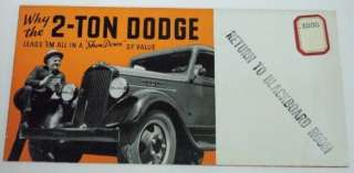 Dodge 1936 2 Ton Truck Sales Brochure Mailer  