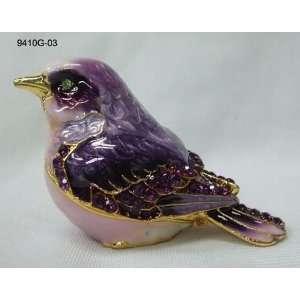  Purple Epoxy With Purple Stones Bird Jewelry Trinket Box 