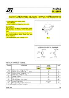 PCs MJ2955 PNP Amp Audio Power Transistor 15A/60V ST  