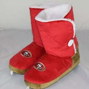  San Francisco 49ers Womens Team Color Button Boot Slippers 